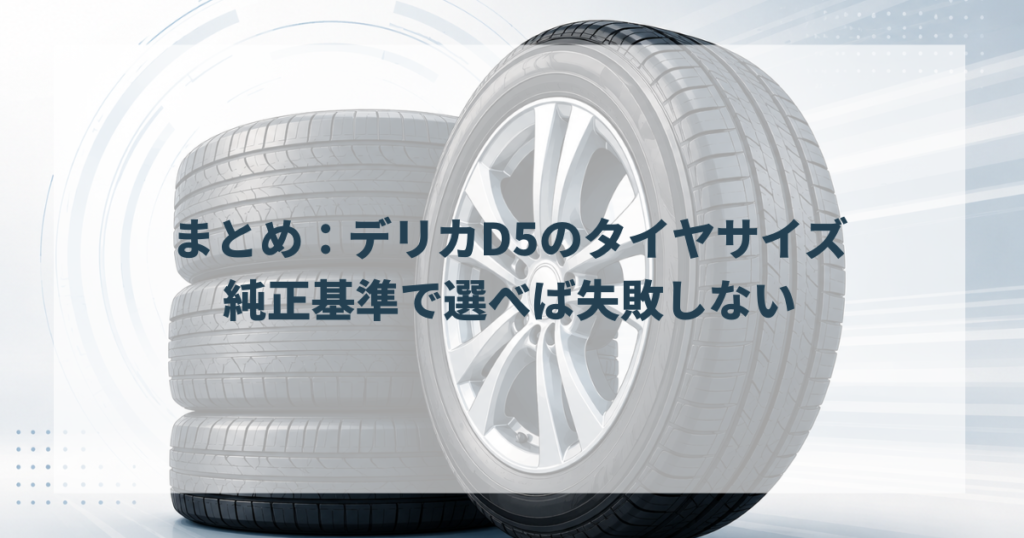 まとめ：デリカD5のタイヤサイズは純正基準で選べば失敗しない