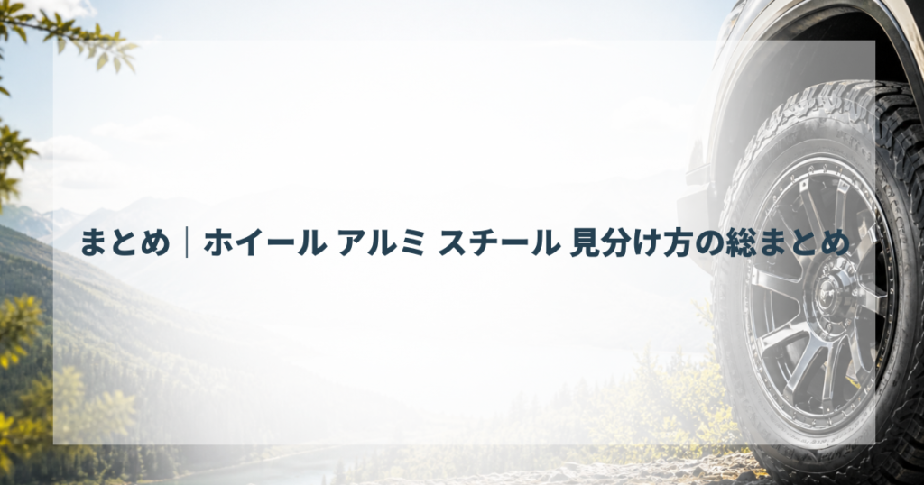 まとめ｜ホイール アルミ スチール 見分け方の総まとめ