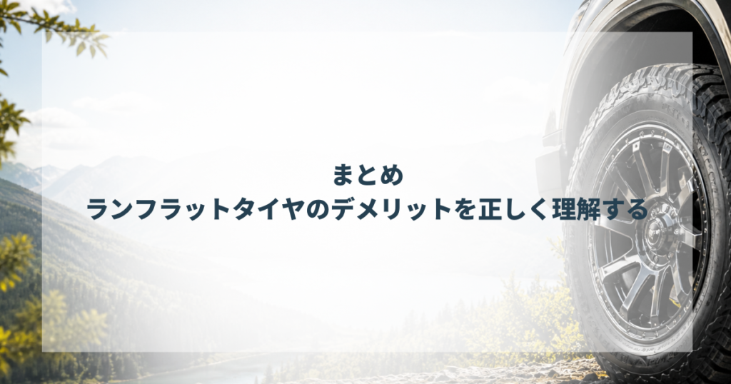 まとめ｜ランフラットタイヤのデメリットを正しく理解する