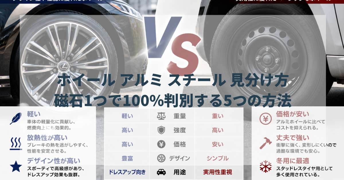 ホイール アルミ スチール 見分け方｜磁石1つで100%判別する5つの方法