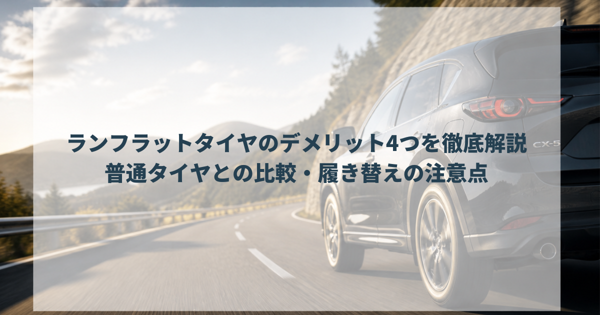 ランフラットタイヤのデメリット4つを徹底解説｜普通タイヤとの比較・履き替えの注意点