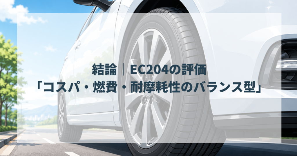 結論｜EC204の評価は「コスパ・燃費・耐摩耗性のバランス型」