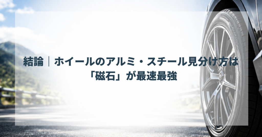 結論｜ホイールのアルミ・スチール見分け方は「磁石」が最速最強