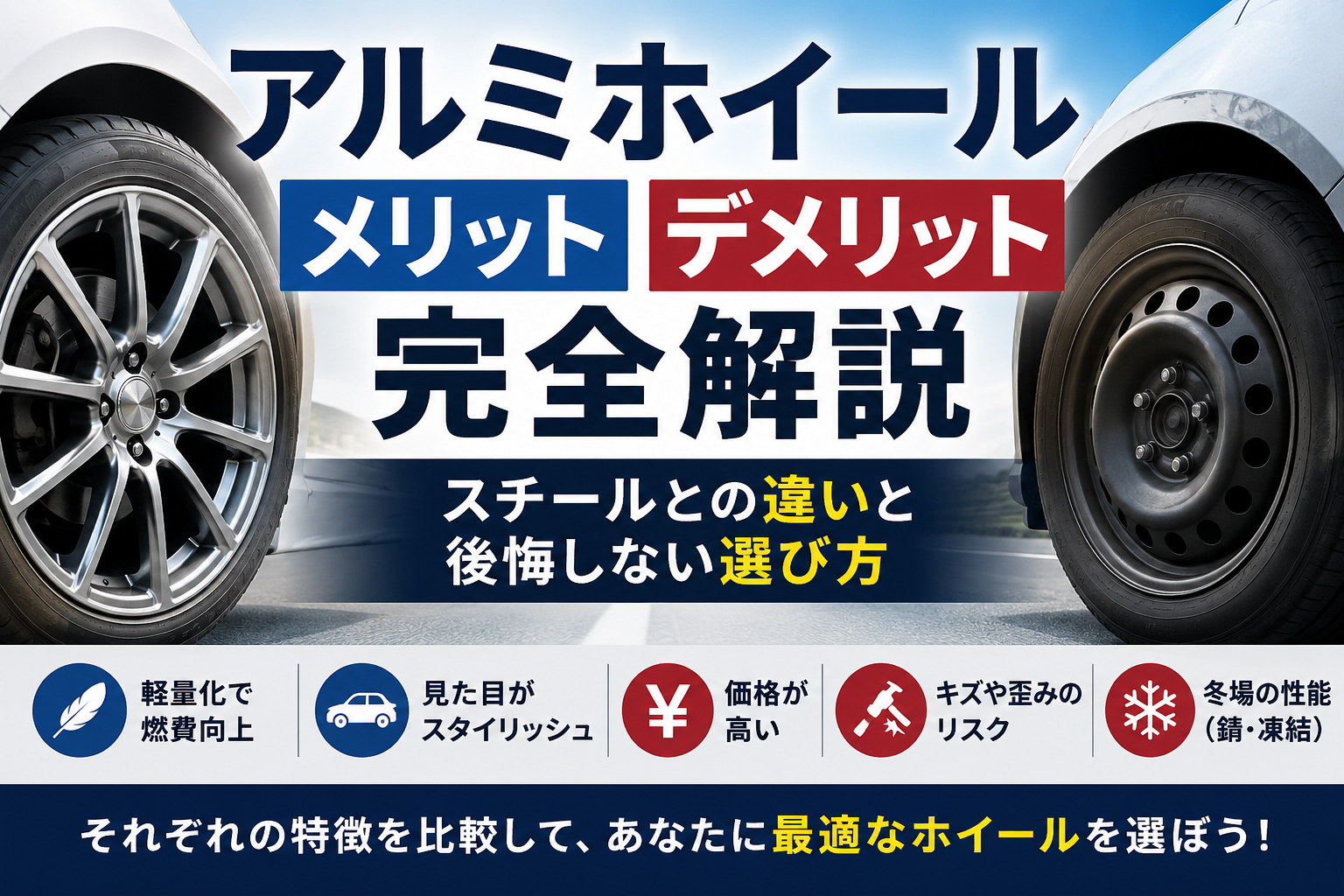 アルミホイール メリット デメリット完全解説｜スチールとの違いと後悔しない選び方