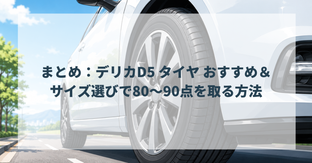 まとめ：デリカD5 タイヤ おすすめ＆サイズ選びで80〜90点を取る方法