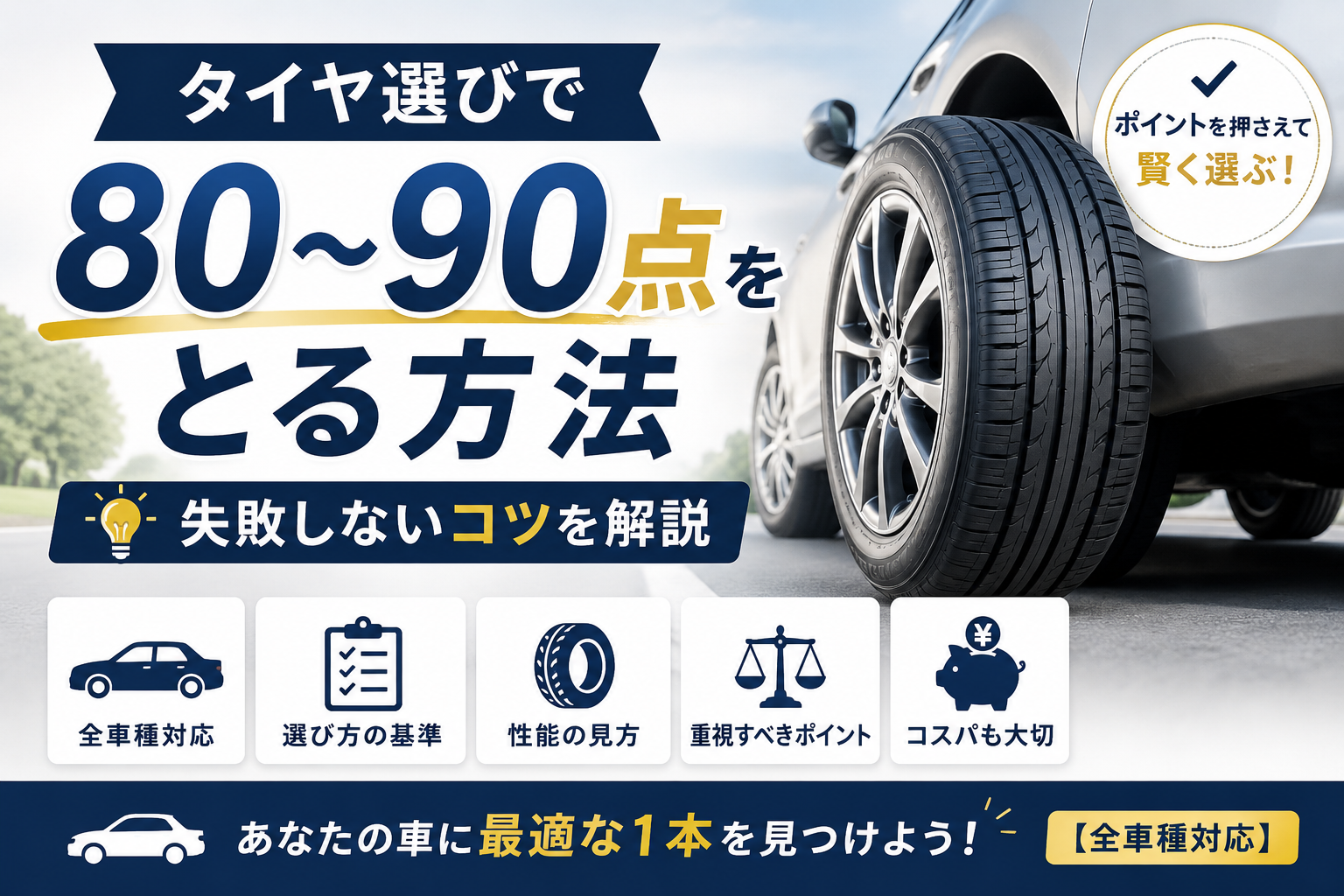 タイヤ選びで80〜90点をとる方法｜失敗しないコツを解説【全車種対応】