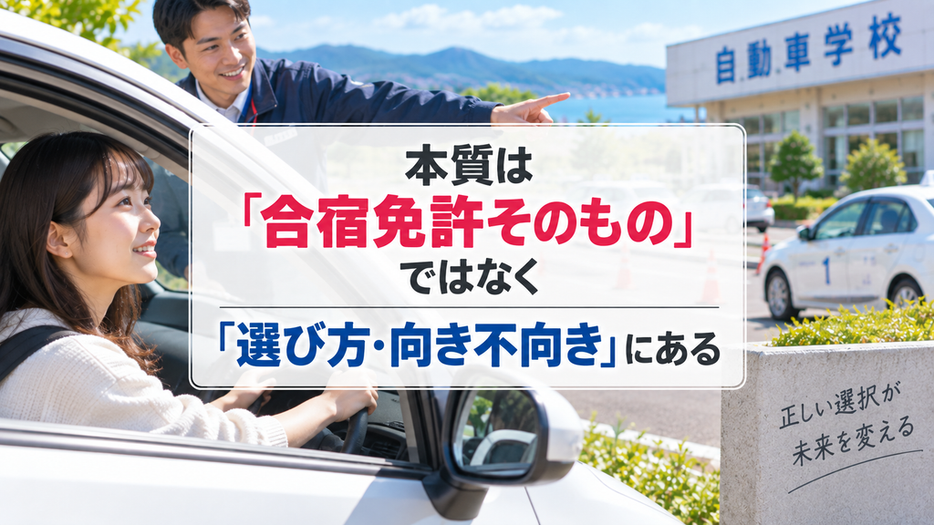 本質は「合宿免許そのもの」ではなく「選び方・向き不向き」にある