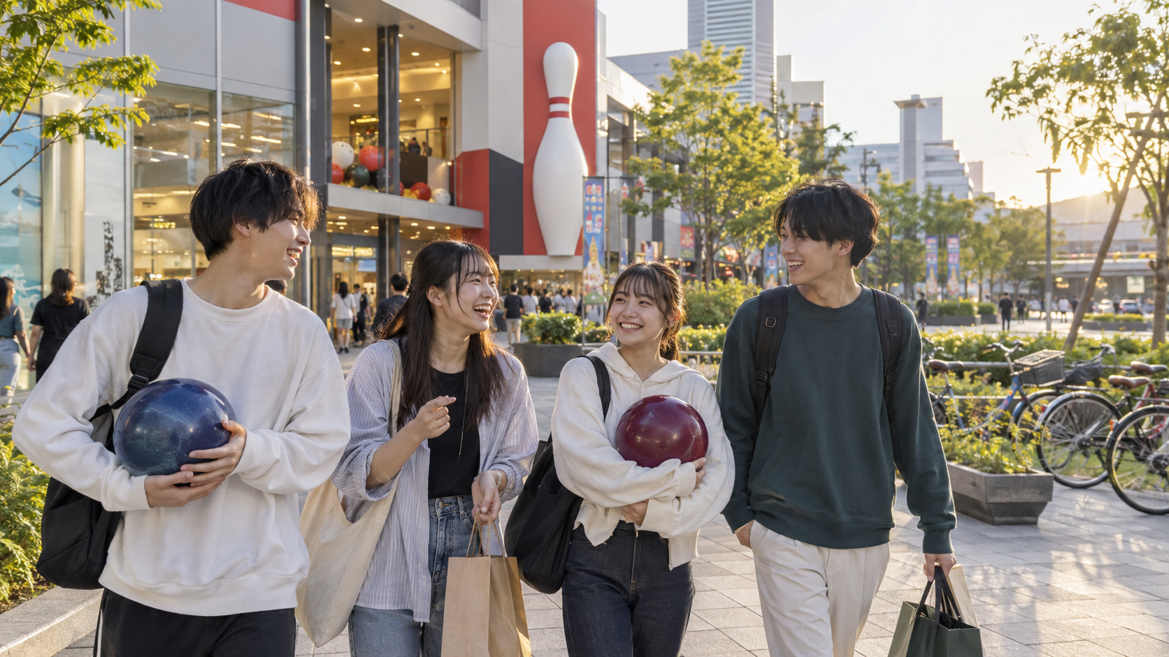 浜松自動車学校の周辺で空き時間を過ごす合宿生のイメージ