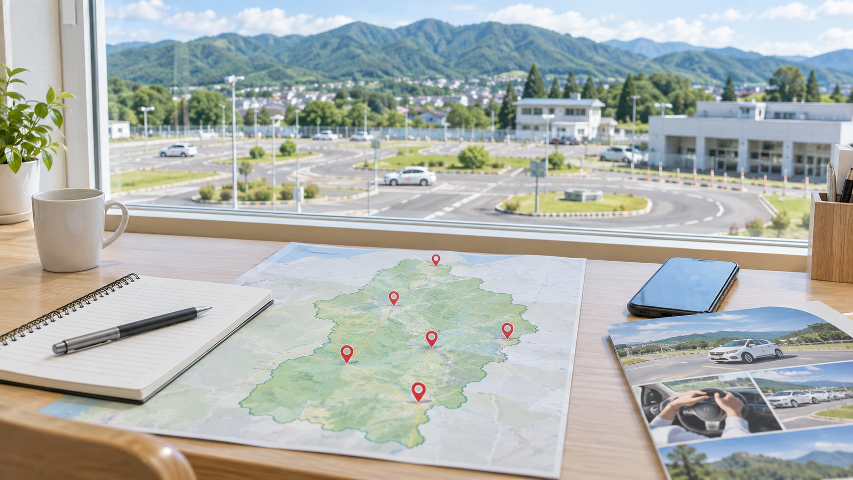 マツキドライビングスクール5校を地図で比較するイメージ