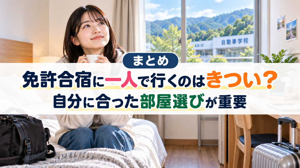 まとめ：免許合宿に一人で行くのはきつい？自分に合った部屋選びが重要