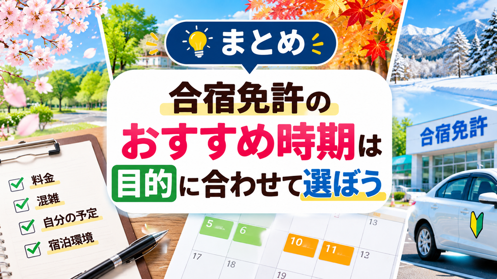 まとめ｜合宿免許のおすすめ時期は目的に合わせて選ぼう
