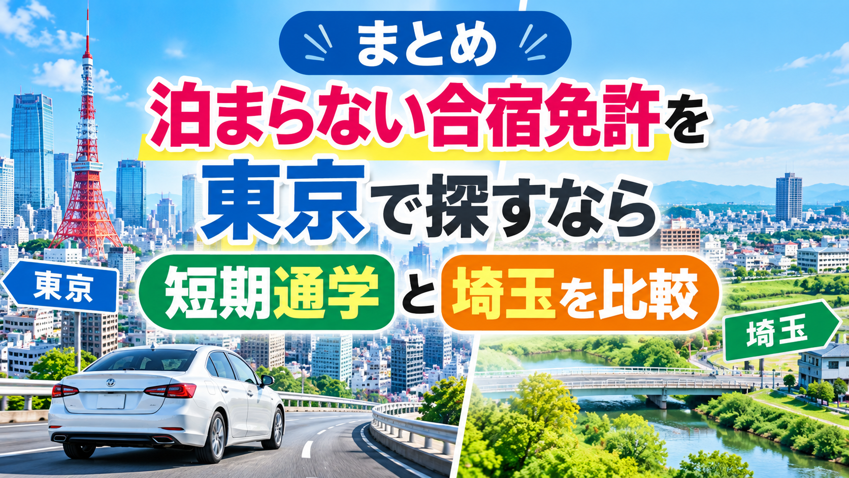 まとめ｜泊まらない合宿免許を東京で探すなら短期通学と埼玉を比較