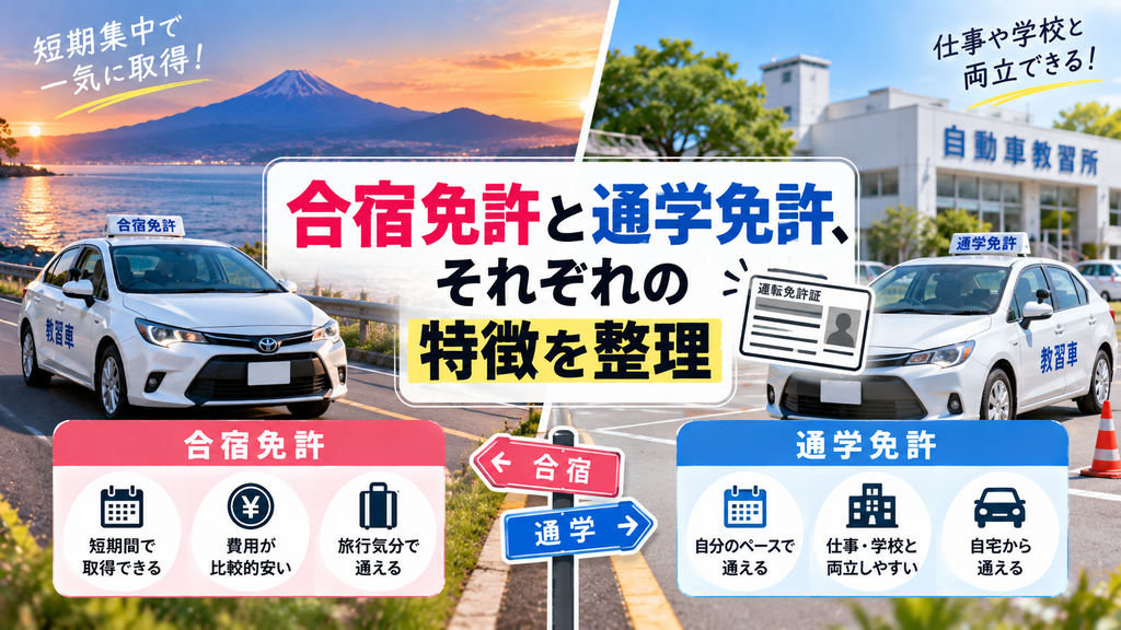 合宿免許と通学免許、それぞれの特徴を整理