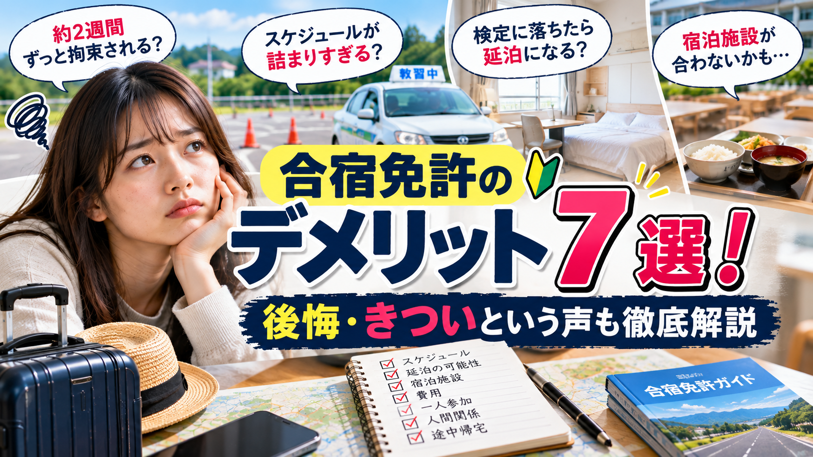 合宿免許のデメリット7選！知恵袋の後悔・きついという声も徹底解説