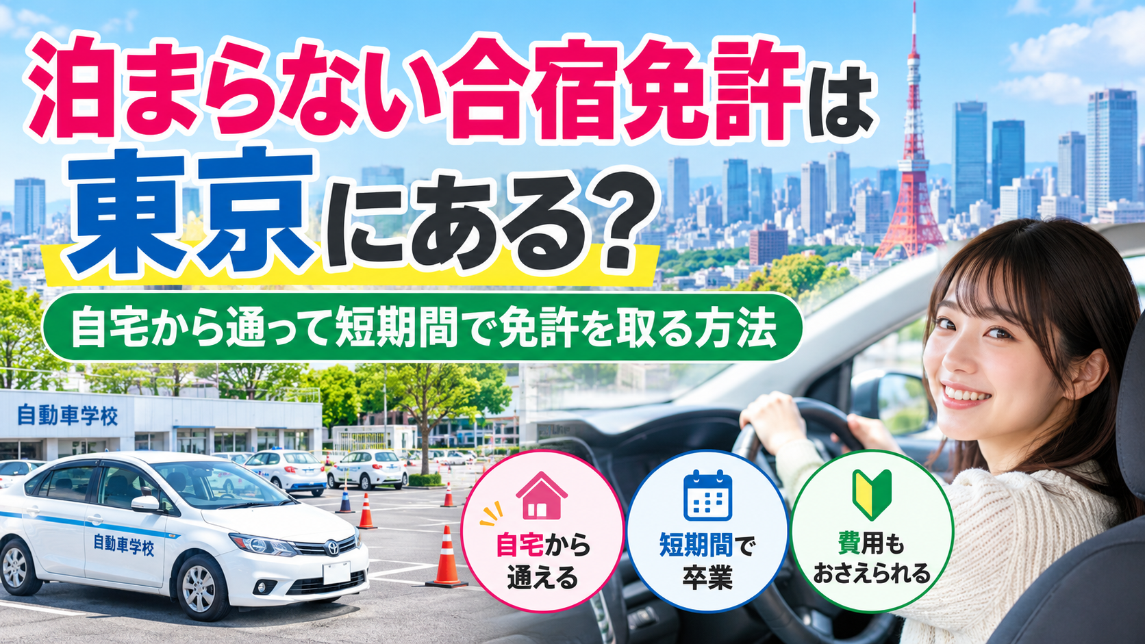 泊まらない合宿免許は東京にある？自宅から通って短期間で免許を取る方法